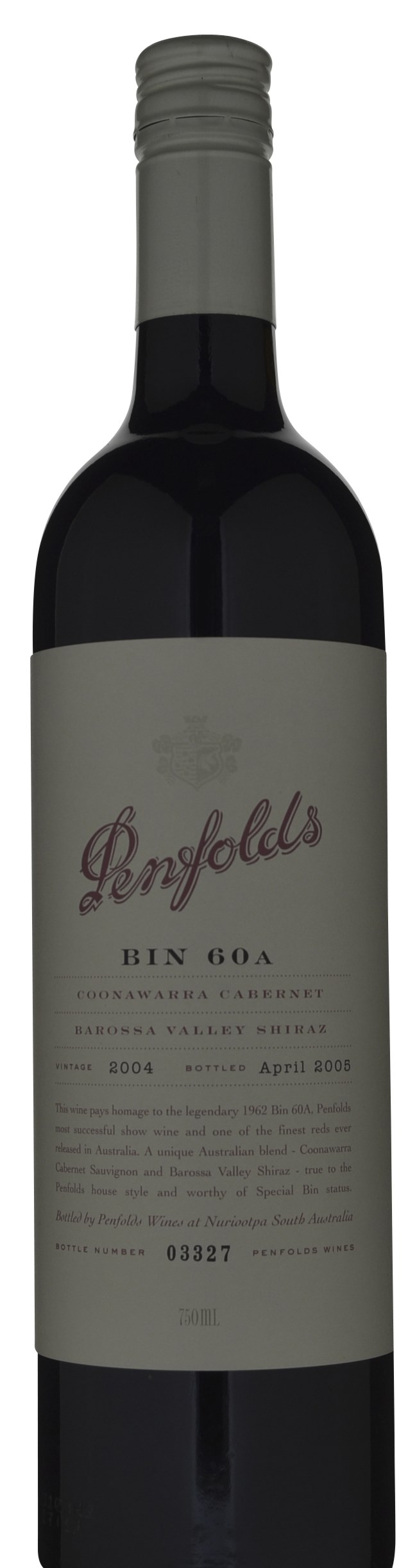 Penfolds Bin 60A Cabernet Shiraz 2004 » $2,000.00 ( in stock) | Cellarit